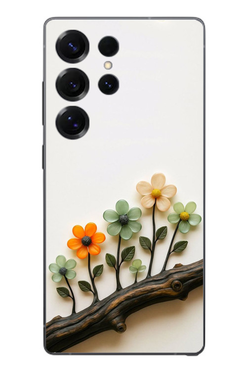 Samsung Galaxy S25 Ultra Uyumlu Dalda Açan Çiçekler Baskılı Silikon Kılıf