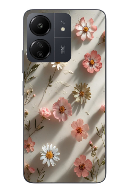 Redmi 13C Uyumlu Papatya Çiçekleri Baskılı Silikon Kılıf