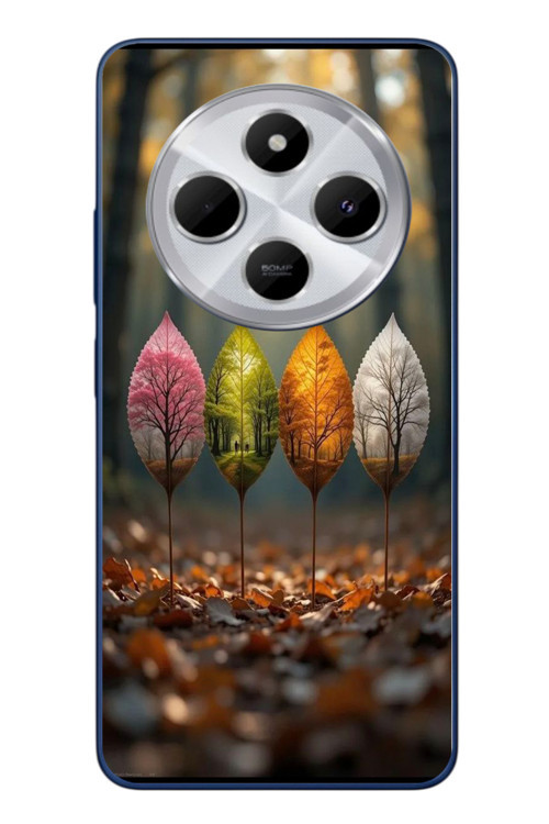 Redmi 14C Uyumlu Dört Mevsim Yaprakları Baskılı Silikon Kılıf