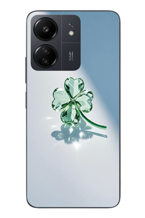 Redmi 13C Uyumlu Yeşil Yonca Baskılı Silikon Kılıf