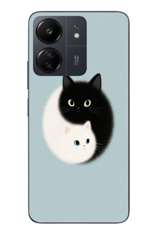 Redmi 13C Uyumlu Yin Yang Kediler Baskılı Silikon Kılıf
