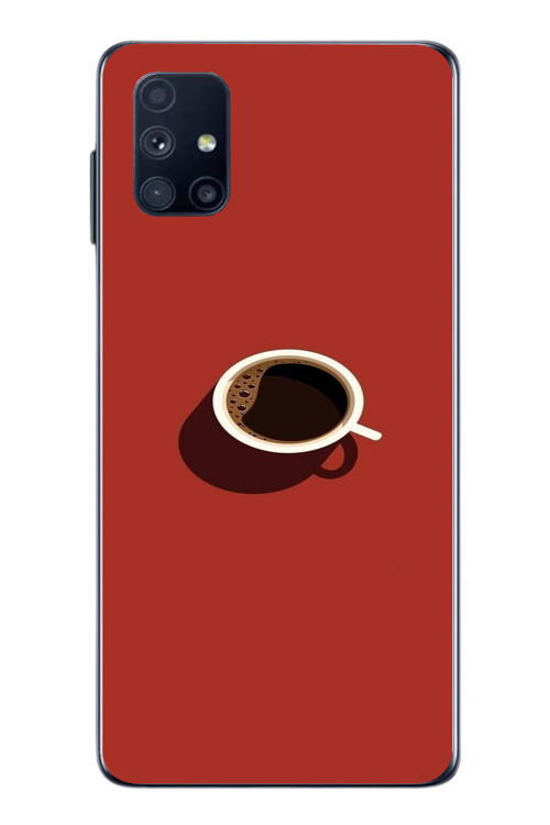Samsung Galaxy M51 Uyumlu Sade Kahve Kupası Baskılı Silikon Kılıf
