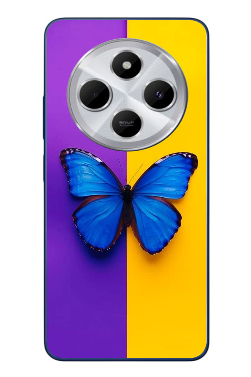 Redmi 14C Uyumlu Mor Sarı Kelebek Baskılı Silikon Kılıf