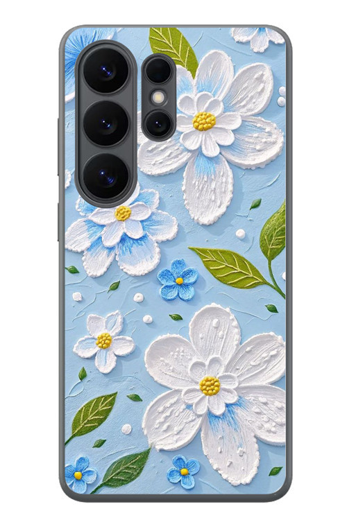 Samsung Galaxy S26 Ultra Uyumlu Mavi Papatyalar Baskılı Silikon Kılıf