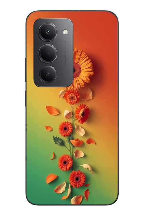 Redmi 15 Uyumlu Ayçiçeği Bükleleri Baskılı Silikon Kılıf