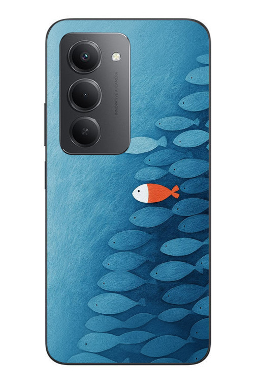 Redmi 15 Uyumlu Balıklar Yüzüyor Baskılı Silikon Kılıf