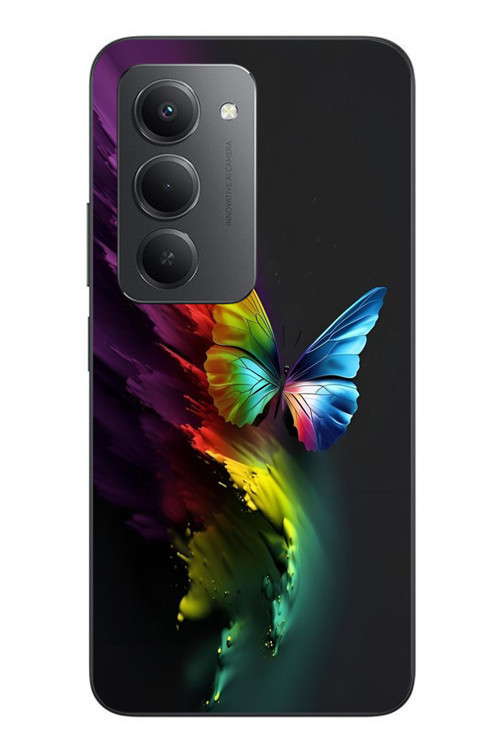 Redmi 15 Uyumlu Gökkuşağı Kelebeği Baskılı Silikon Kılıf