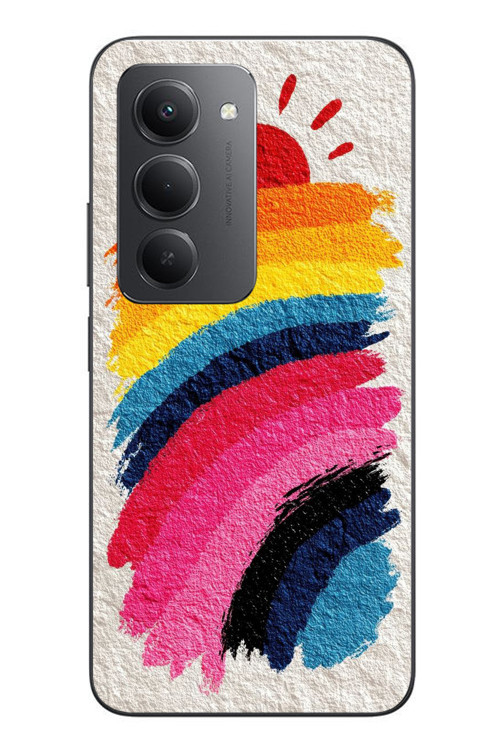 Redmi 15 Uyumlu Güneşli Gökkuşağı Baskılı Silikon Kılıf