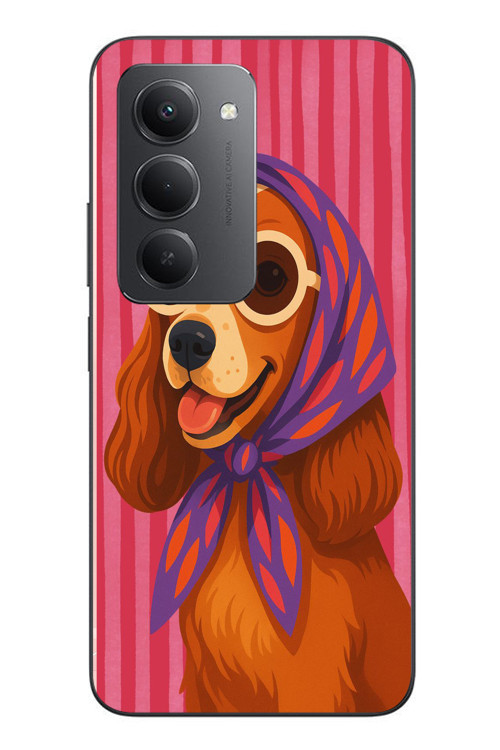 Redmi 15 Uyumlu Gözlüklü Köpek Baskılı Silikon Kılıf
