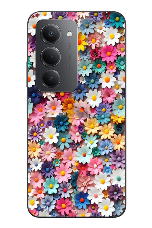 Redmi 15 Uyumlu Pastel Çiçekler Baskılı Silikon Kılıf