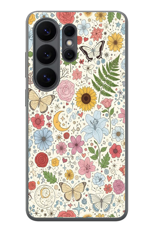 Samsung Galaxy S26 Ultra Uyumlu Bitkilerin Ahengi Baskılı Silikon Kılıf