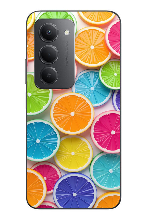 Redmi 15 Uyumlu Renkli Lime Dilimler Baskılı Silikon Kılıf