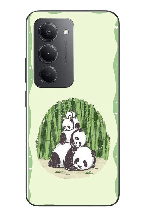 Redmi 15 Uyumlu Panda Ailesi Baskılı Silikon Kılıf