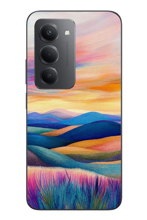 Redmi 15 Uyumlu Renkli Pastel Günbatımı Baskılı Silikon Kılıf