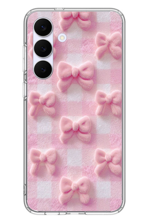 Samsung Galaxy S25 FE Uyumlu Pembe Kurdeleler Baskılı Silikon Kılıf