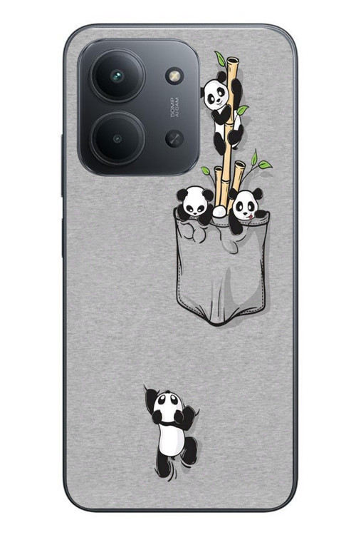 Redmi 15C Uyumlu Cepli Panda Baskılı Silikon Kılıf