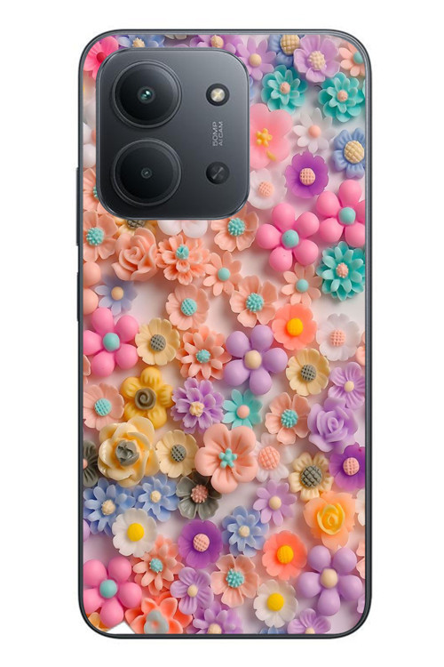 Redmi 15C Uyumlu Çiçek Bükleleri Baskılı Silikon Kılıf