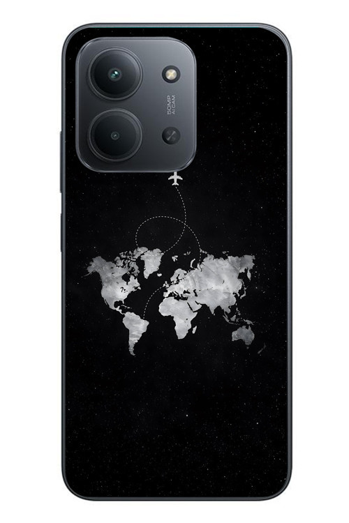 Redmi 15C Uyumlu Dünya Haritası Uçuş Baskılı Silikon Kılıf