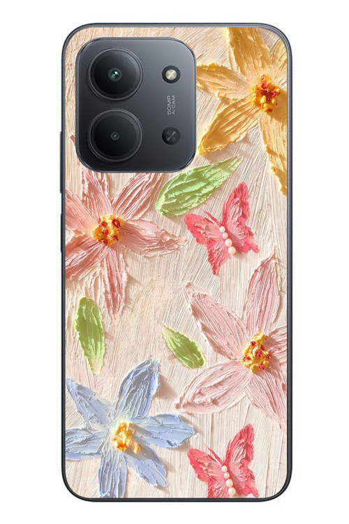 Redmi 15C Uyumlu Kelebekli Papatya Baskılı Silikon Kılıf