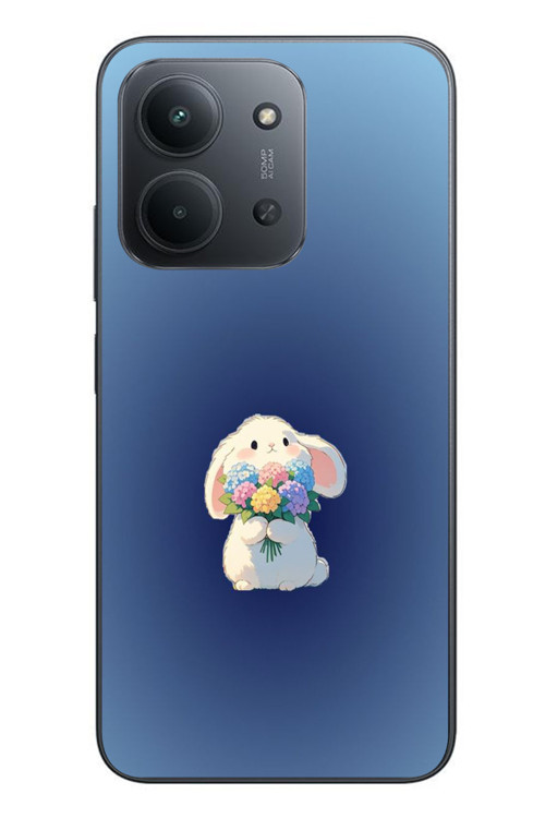 Redmi 15C Uyumlu Çiçekli Tavşan Baskılı Silikon Kılıf