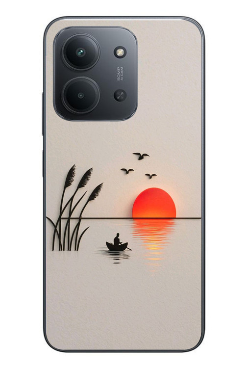 Redmi 15C Uyumlu Gün Batımı Çizim Baskılı Silikon Kılıf