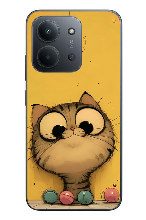 Redmi 15C Uyumlu Kedi Çizgisi Baskılı Silikon Kılıf