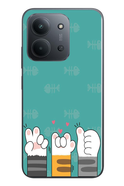 Redmi 15C Uyumlu Kedi Patileri Baskılı Silikon Kılıf