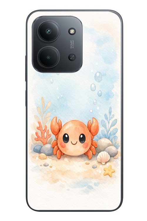 Redmi 15C Uyumlu Sevimli Yengeç Baskılı Silikon Kılıf