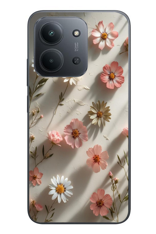 Redmi 15C Uyumlu Papatya Çiçekleri Baskılı Silikon Kılıf