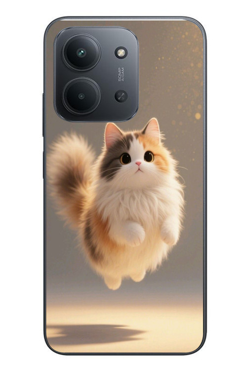 Redmi 15C Uyumlu Zıplayan Kedi Baskılı Silikon Kılıf