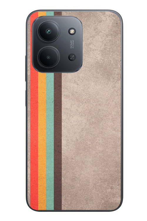 Redmi 15C Uyumlu Retro Gökkuşağı Baskılı Silikon Kılıf