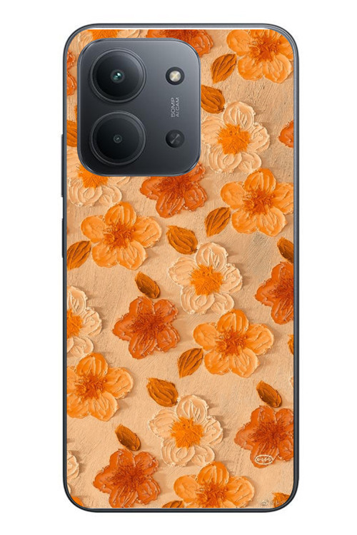 Redmi 15C Uyumlu Turuncu Papatyalar Baskılı Silikon Kılıf