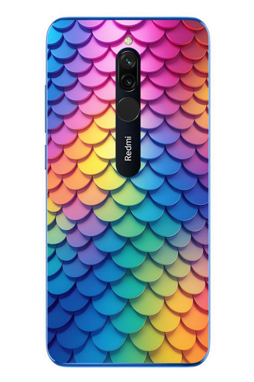 Redmi 8 Uyumlu Gökkuşağı Renkleri Baskılı Silikon Kılıf