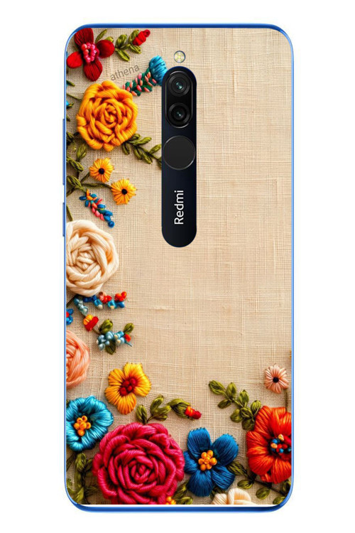Redmi 8 Uyumlu İşlemeli İğne Oyası Baskılı Silikon Kılıf