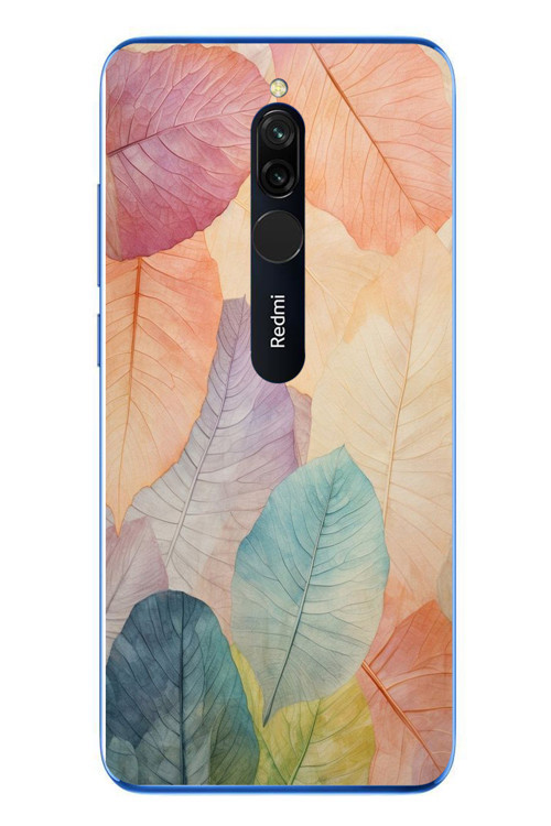 Redmi 8 Uyumlu Hafif Yapraklar Baskılı Silikon Kılıf