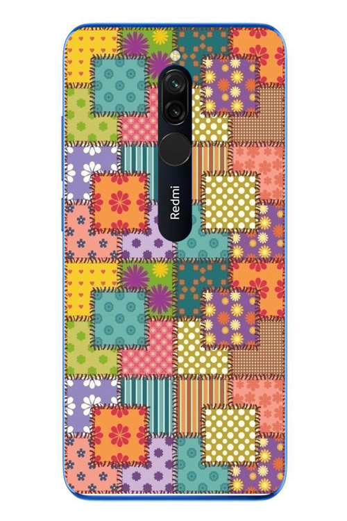Redmi 8 Uyumlu Kare Motifleri Baskılı Silikon Kılıf