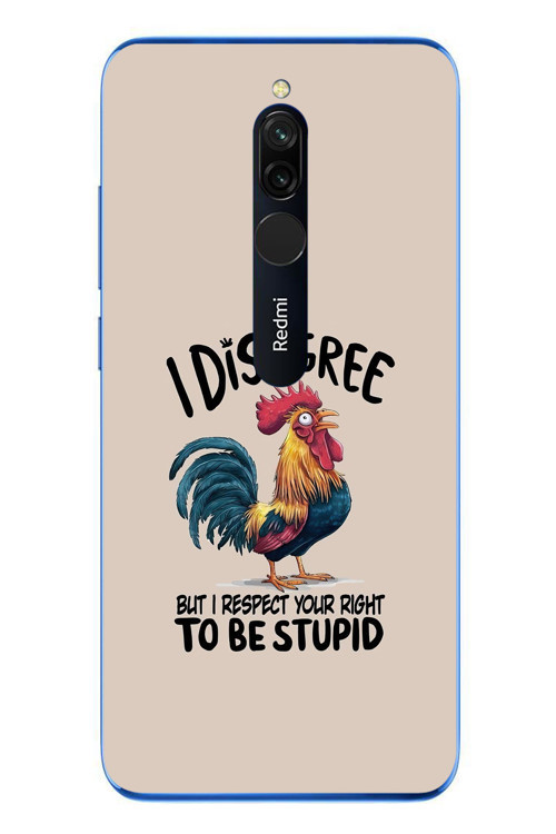 Redmi 8 Uyumlu I Disagree Baskılı Silikon Kılıf