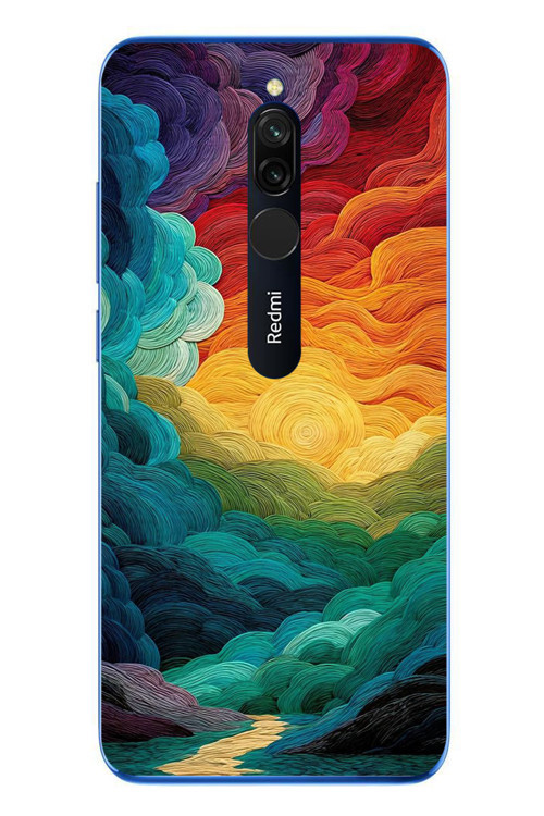 Redmi 8 Uyumlu Gün Doğumu ve Batımı Baskılı Silikon Kılıf