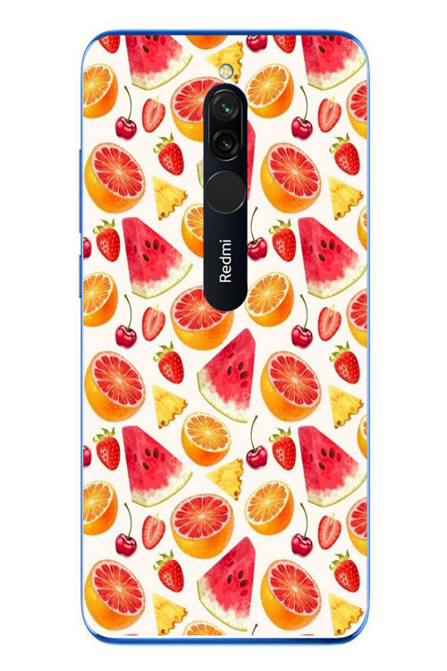 Redmi 8 Uyumlu Karpuz ve Kan Portakalı Baskılı Silikon Kılıf