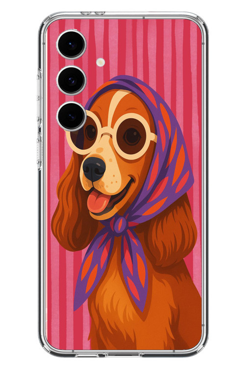Samsung Galaxy S24 FE Uyumlu Gözlüklü Köpek Baskılı Silikon Kılıf