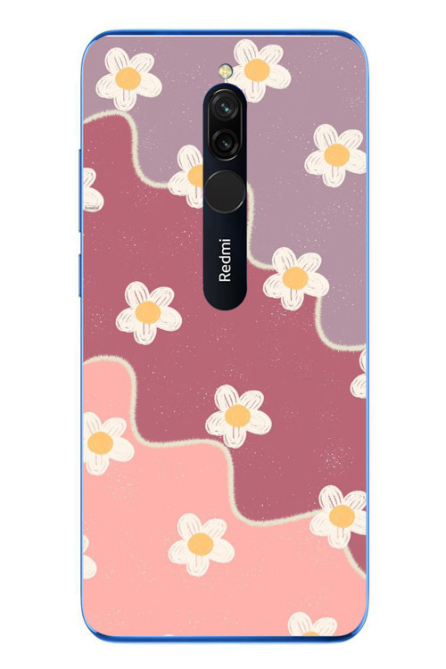 Redmi 8 Uyumlu Papatya Dalgaları Baskılı Silikon Kılıf