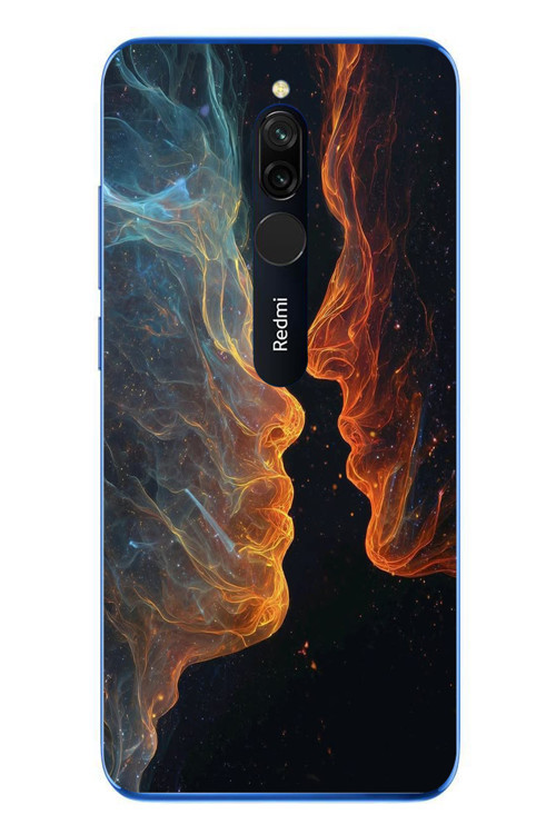 Redmi 8 Uyumlu Kavuşan Çizgiler Baskılı Silikon Kılıf