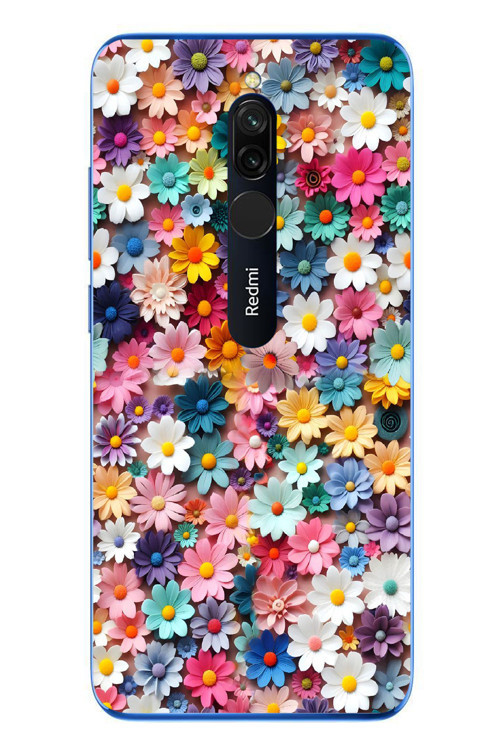 Redmi 8 Uyumlu Pastel Çiçekler Baskılı Silikon Kılıf
