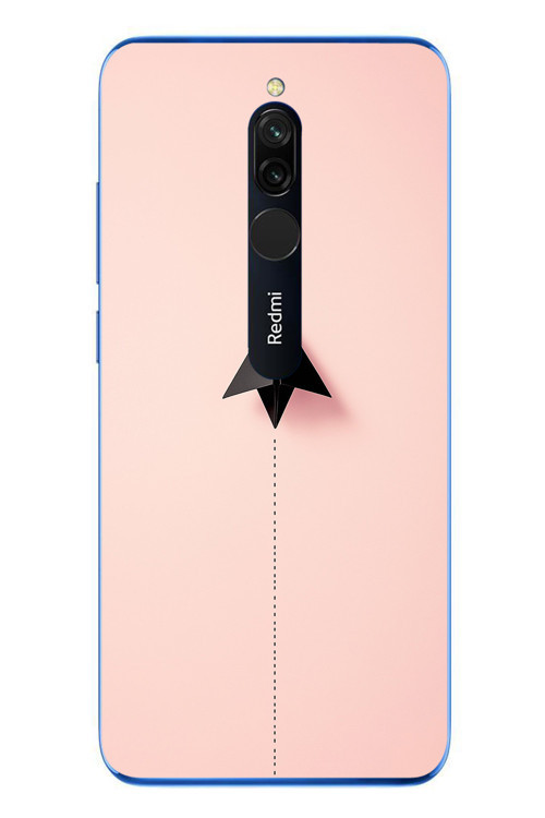 Redmi 8 Uyumlu Kalp Siyah Uçak Baskılı Silikon Kılıf