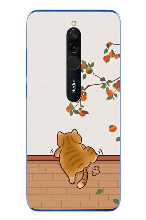 Redmi 8 Uyumlu Kedi Tırmanıyor Baskılı Silikon Kılıf