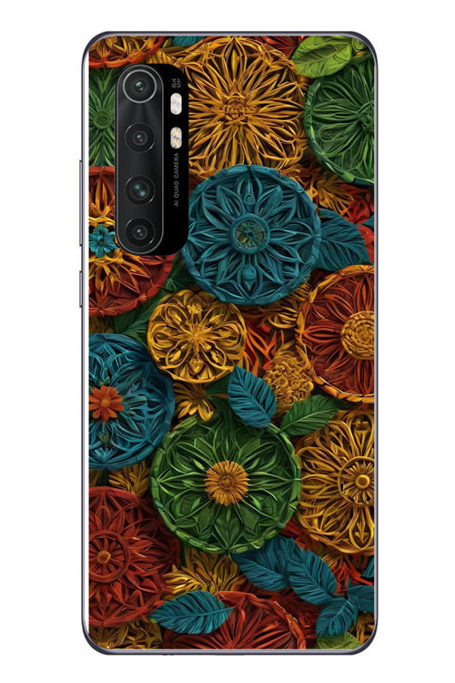 Xiaomi Mi 10 Lite Uyumlu Hasır Örgü Çiçekler Baskılı Silikon Kılıf