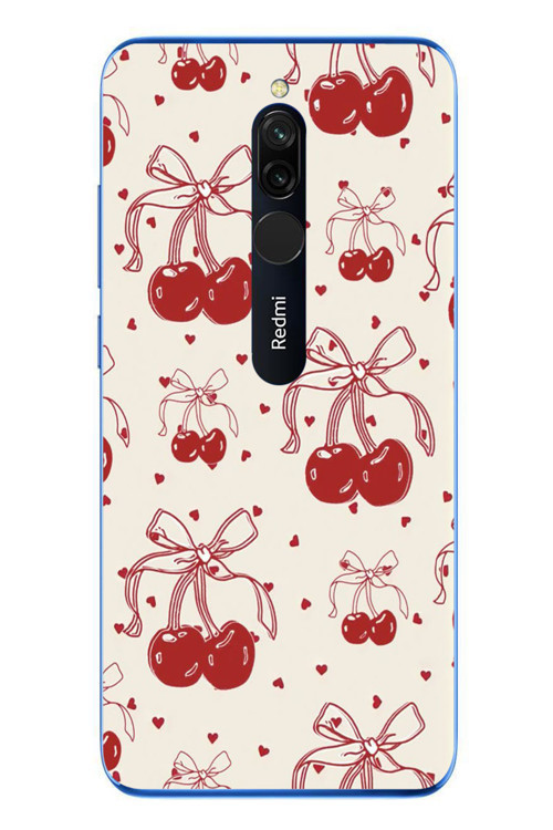 Redmi 8 Uyumlu Kiraz Bukleleri Baskılı Silikon Kılıf