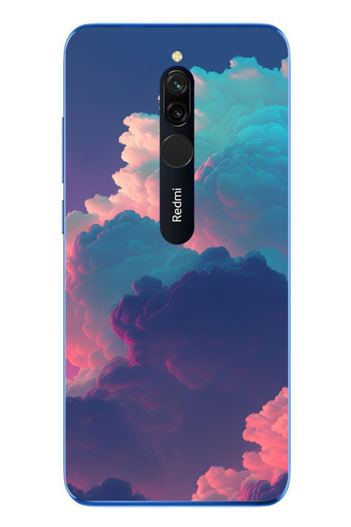 Redmi 8 Uyumlu Renkli Doğal Bulutlar Baskılı Silikon Kılıf