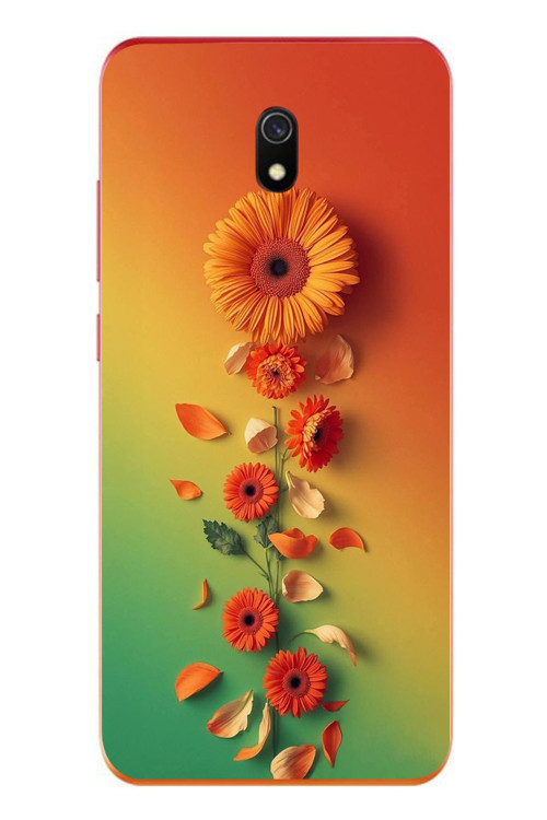 Redmi 8A Uyumlu Ayçiçeği Bükleleri Baskılı Silikon Kılıf