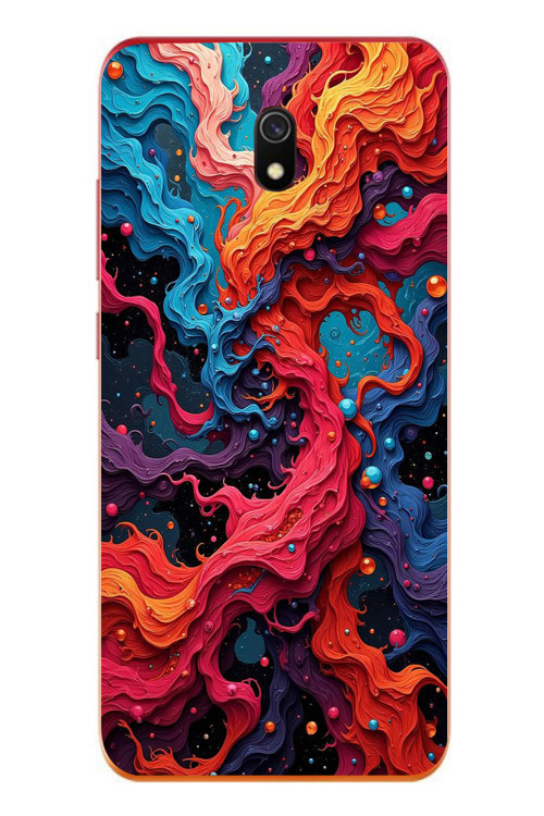 Redmi 8A Uyumlu Dalgaların İz Karışımı Baskılı Silikon Kılıf